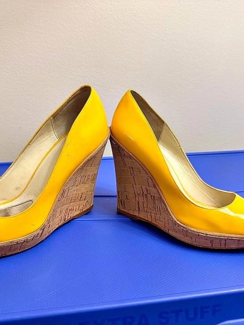 ALDO Yellow Peep Toe Wedge Pumps size 36